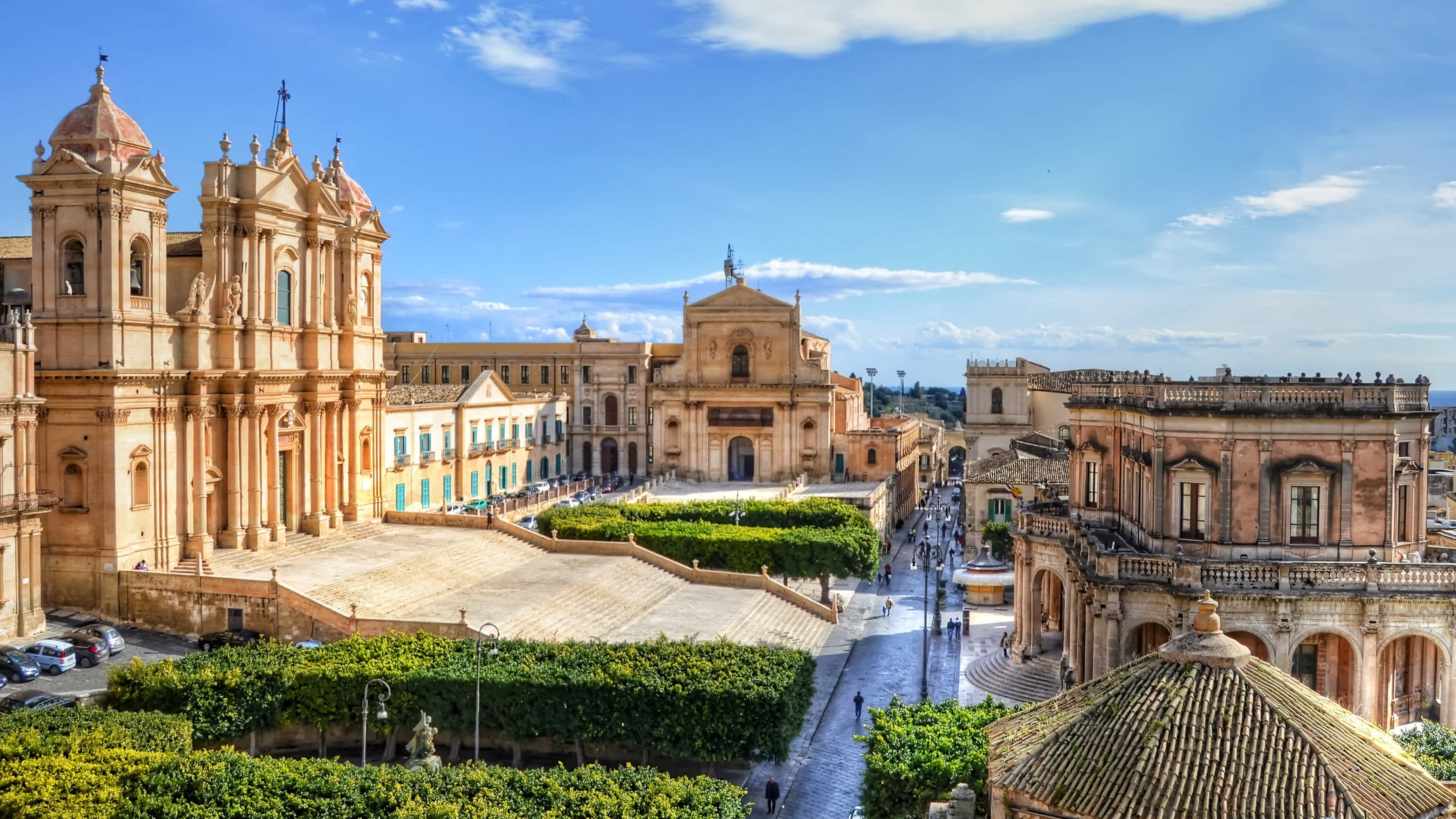 Vue des bâtiments dans le centre-ville de Noto, en Sicile, en Italie