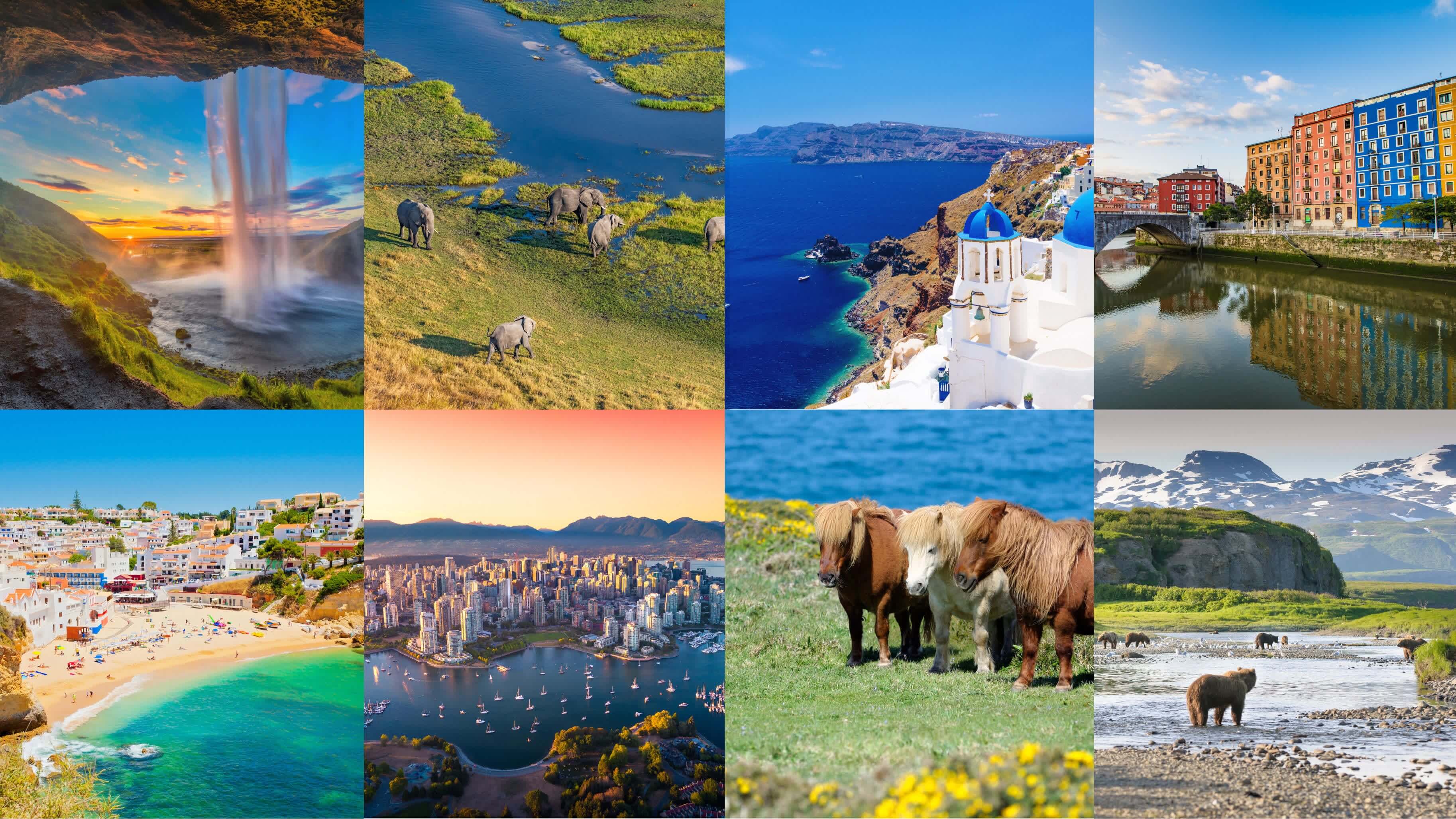 Collage de 8 destinations pour le mois de juillet