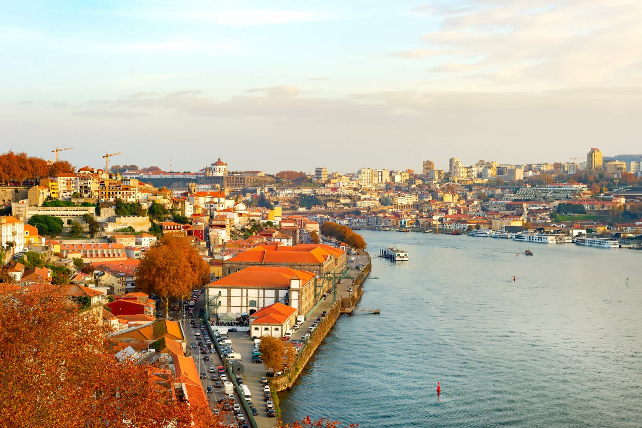 Panorama der Stadt Porto in Herbstfarben