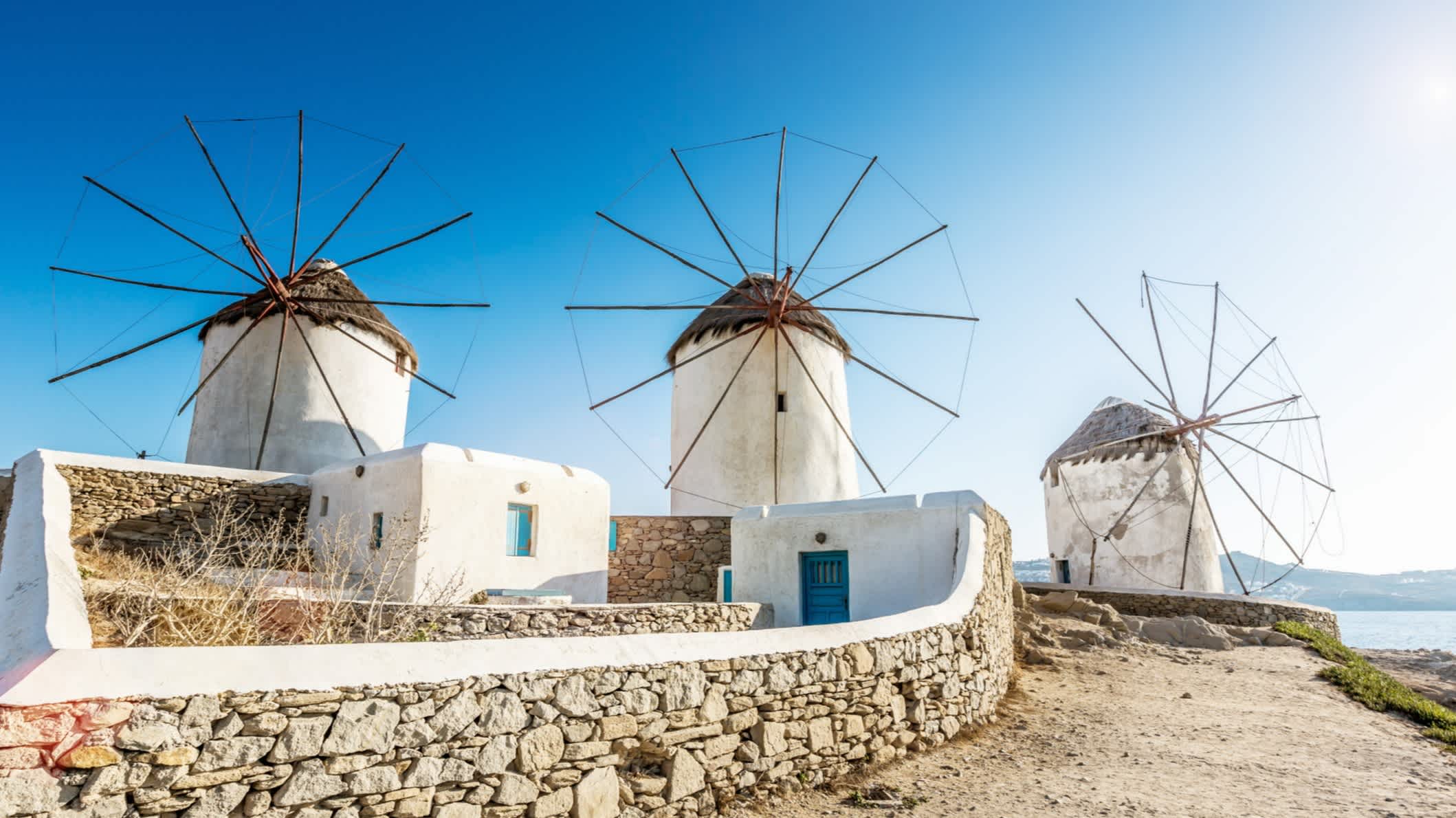 Windmühlen in Mykonos, Griechenland