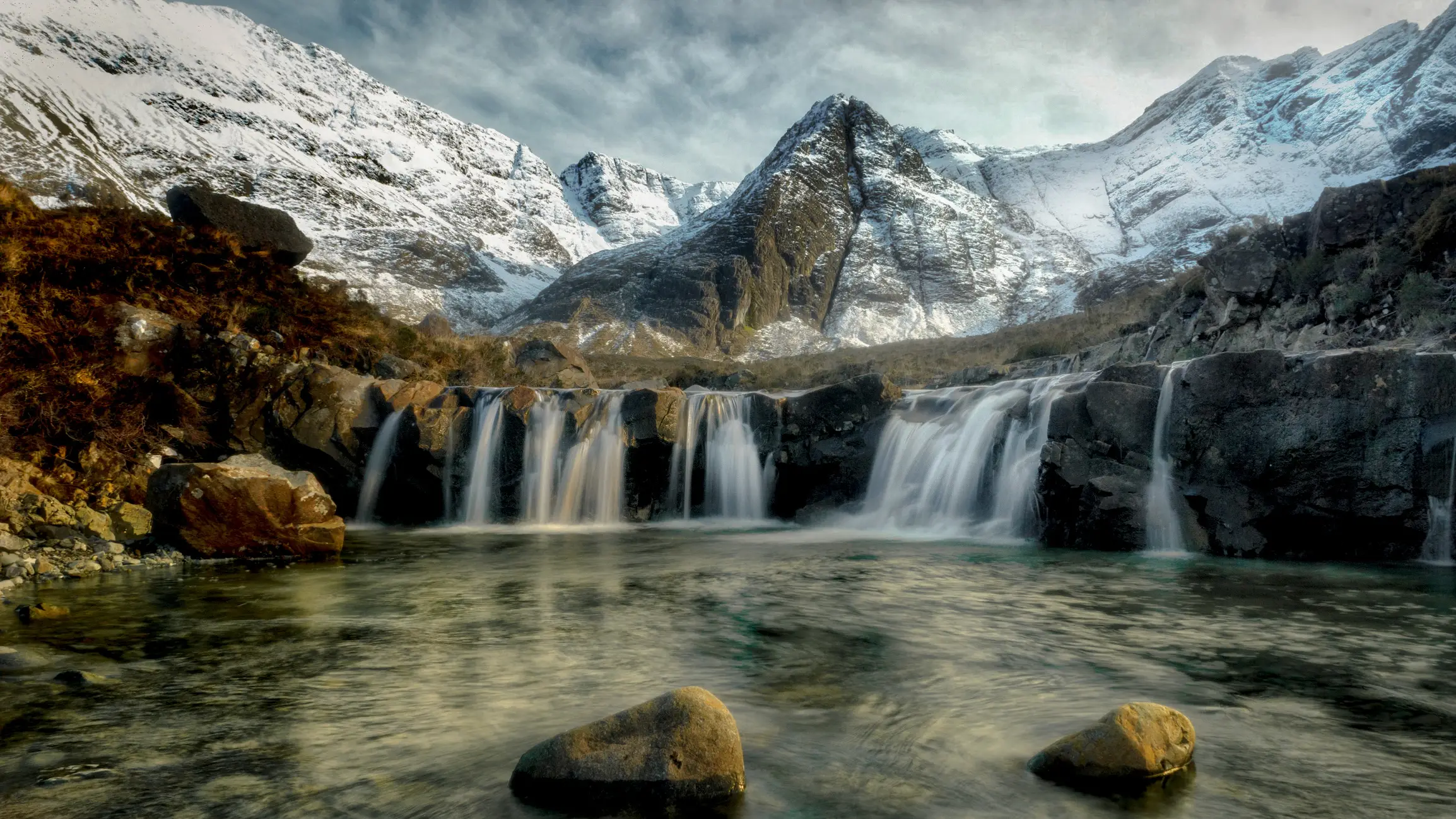 Waterfall in the Cuillin Mountains near the village of Glenbrittle, Isle of Skye, Scotland.