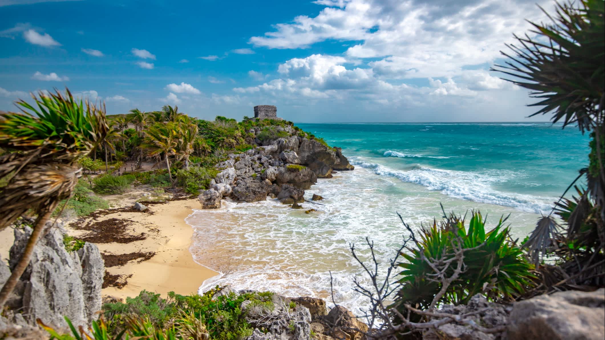 Blick auf den Paradiesstrand in Tulum, Yucatan, Mexiko

