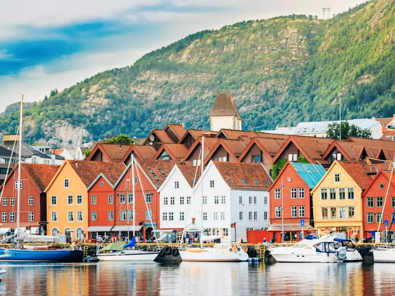 Norvège, Bergen, Bryggen Maisons historiques à Bryggen, Bergen, Norvège.