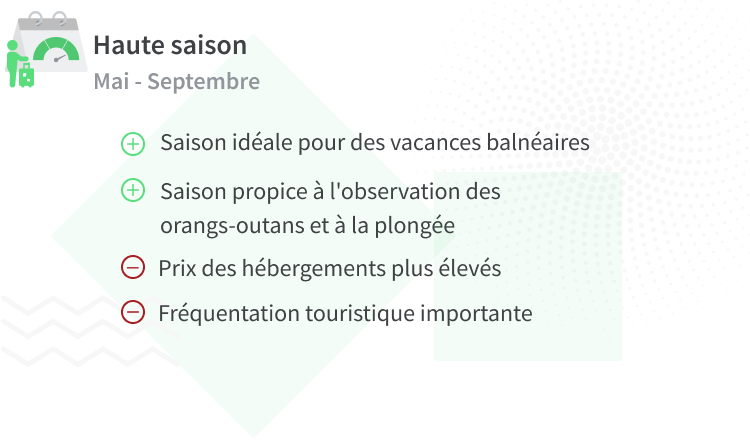 Quand est la haute saison à Bornéo ?