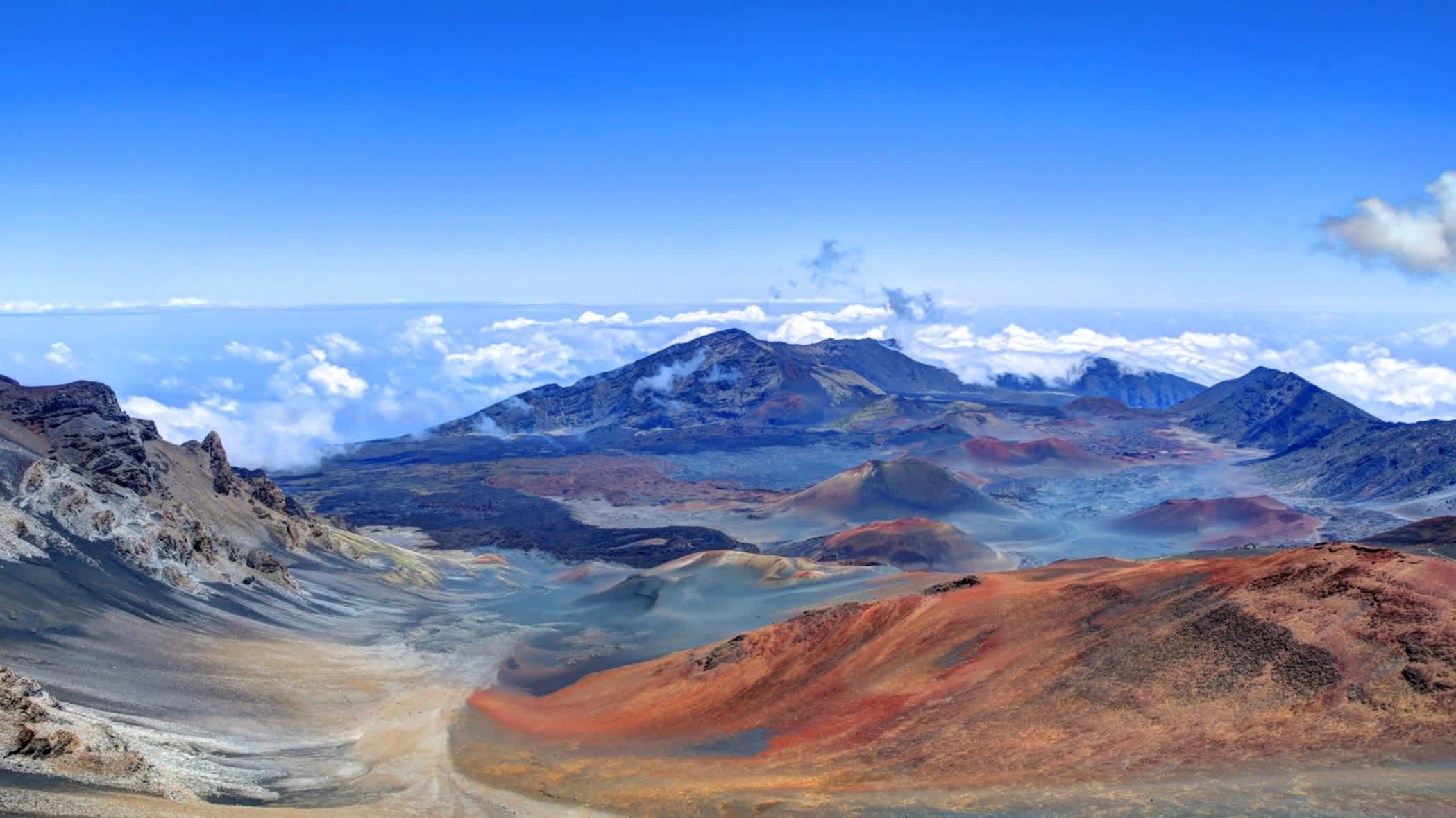 Blick auf den Haleakala Vulkankrater auf der hawaiianischen Insel Maui, USA. 