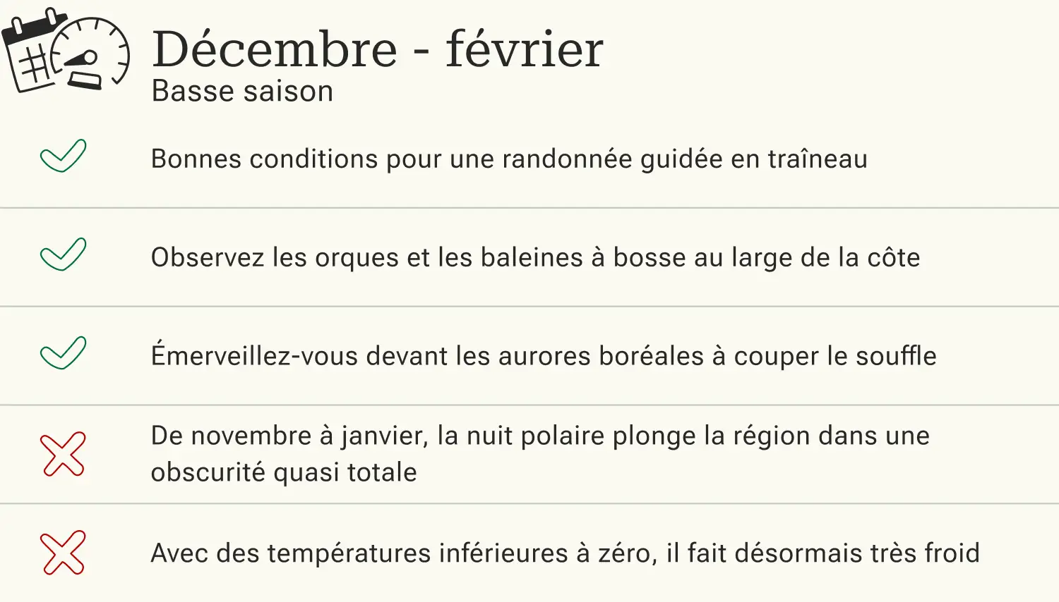 Avantages et inconvénients de voyager au Cap Nord en basse saison.