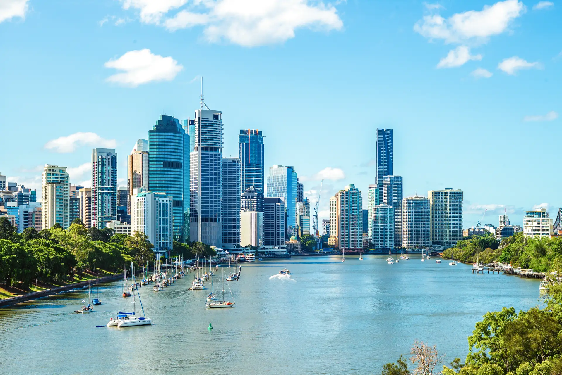 Die Skyline von Brisbane in Queensland in Australien.