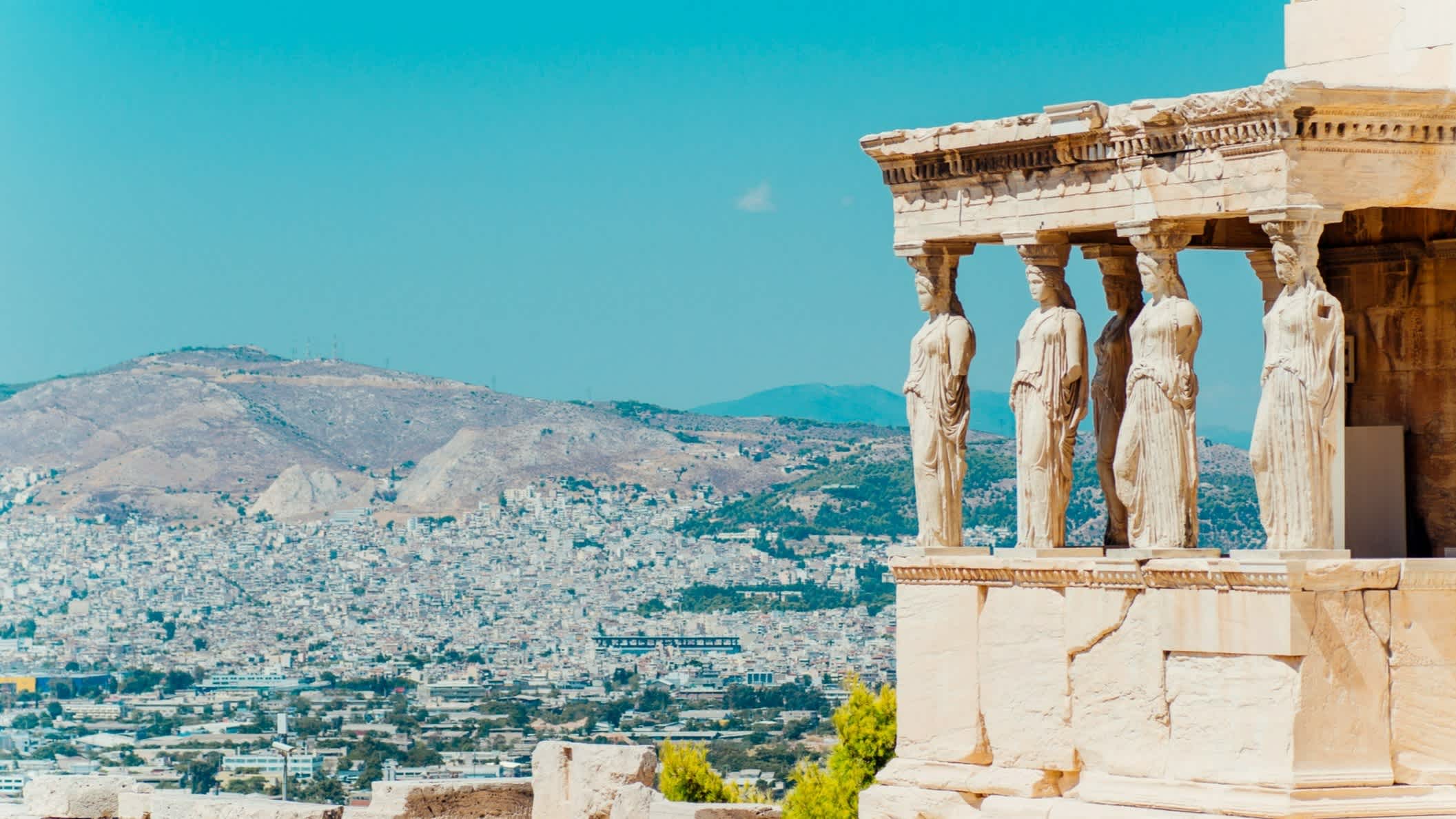 Ansicht des Erechtheion-Tempels in Athen, Griechenland.
