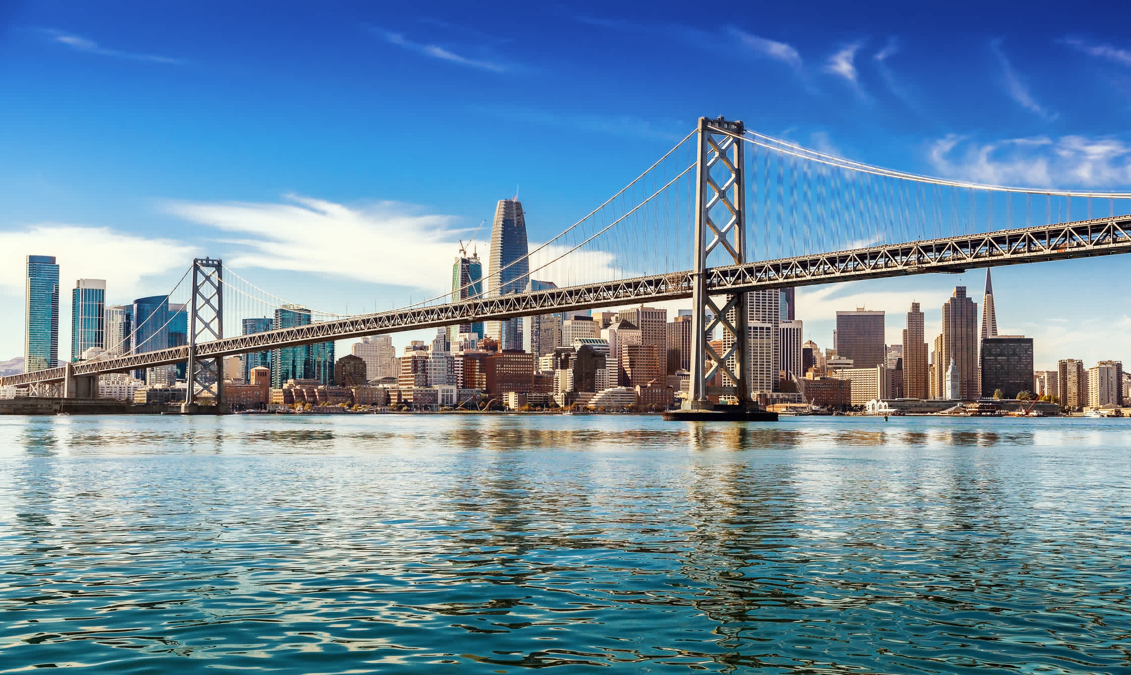 Vue sur le pont de la baie d'Oakland à San Francisco, États-Unis.