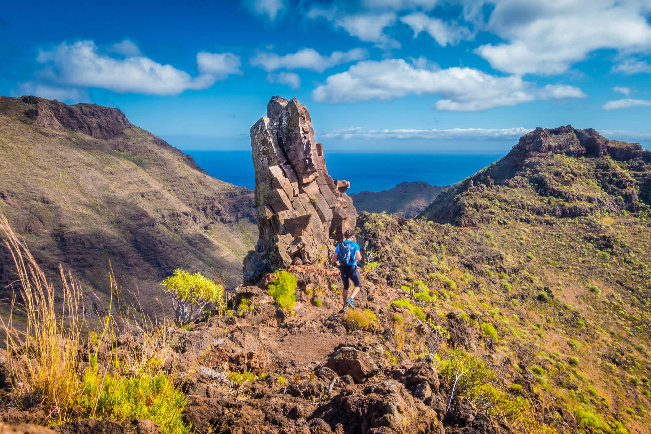 Wanderer auf eine Spur auf den Kanarischen Inseln, Spanien.