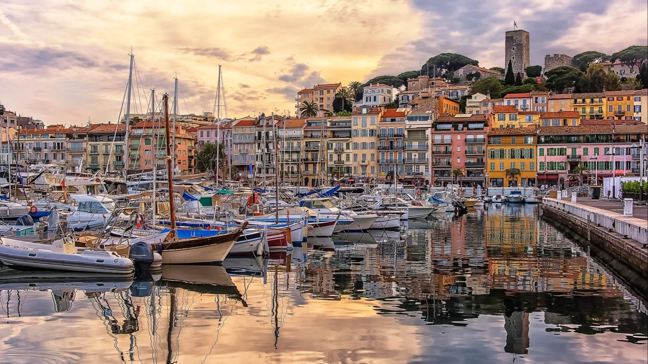Blick auf die Boote im Hafen von Cannes