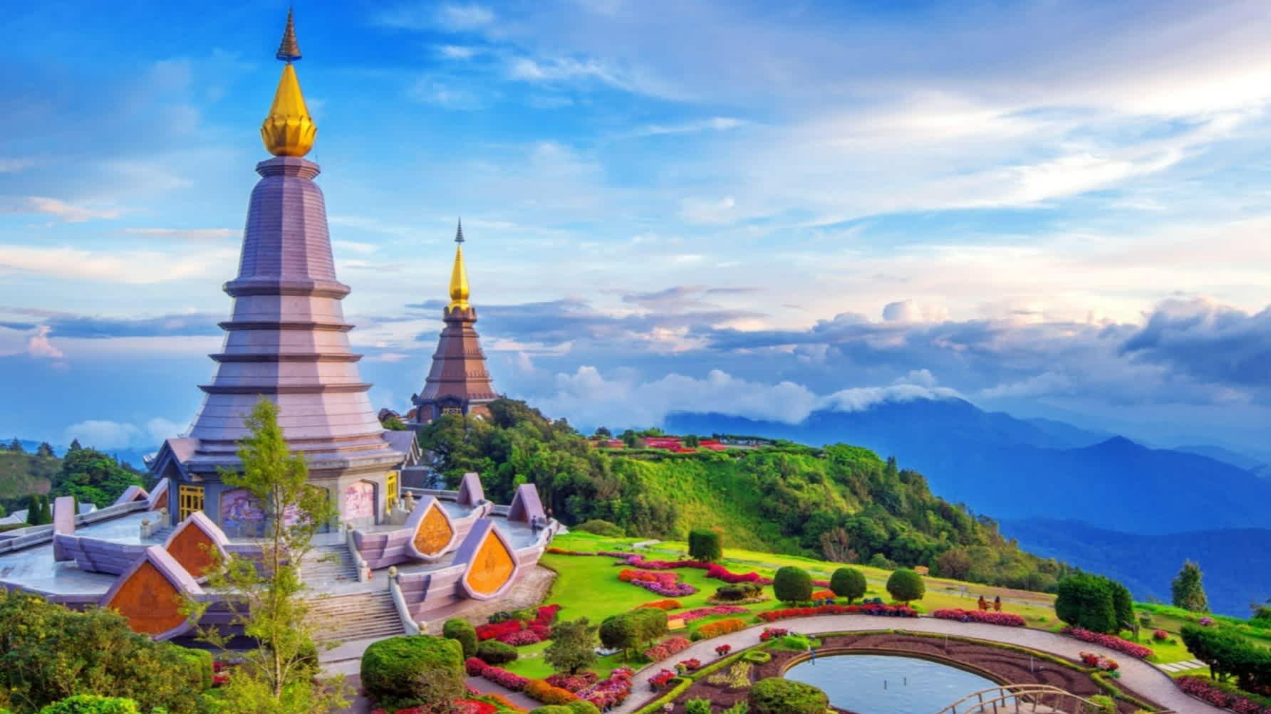 Emblème de la pagode du parc national de Doi Inthanon à Chiang Mai, Thaïlande.