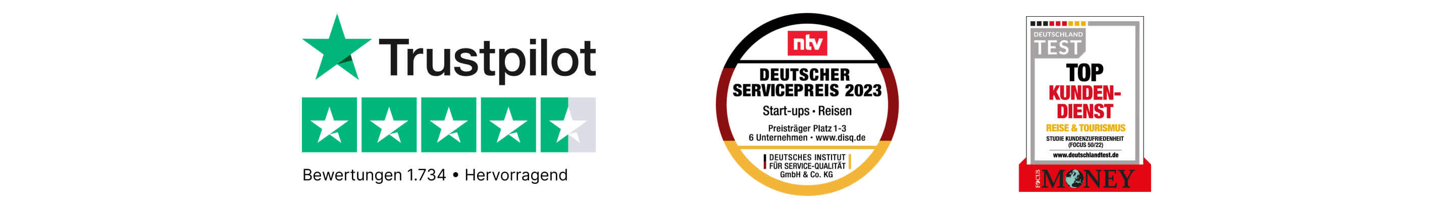 Tourlane wurde für seinen herausragenden Kundenservice mit dem Deutscher Servicepreis ausgezeichnet und erhielt von FocusMoney die Auszeichnung "Top-Kundenservice".