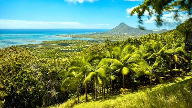 Küste von Mauritius aus dem Aussichtspunkt gesehen

