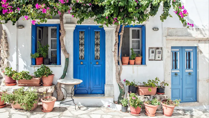 Pyrgos, Griechenland Insel Tinos der Kunst, kykladische Architektur im Dorf Pyrgos