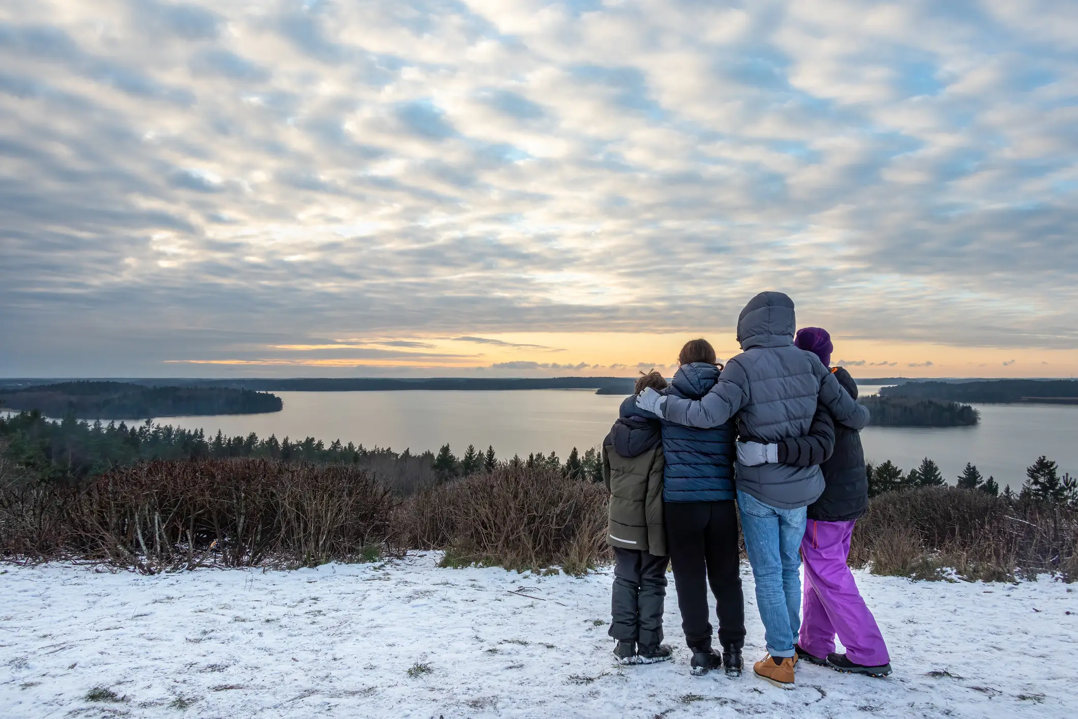 Winter, Familie, Tourist, Kind, Rückansicht

