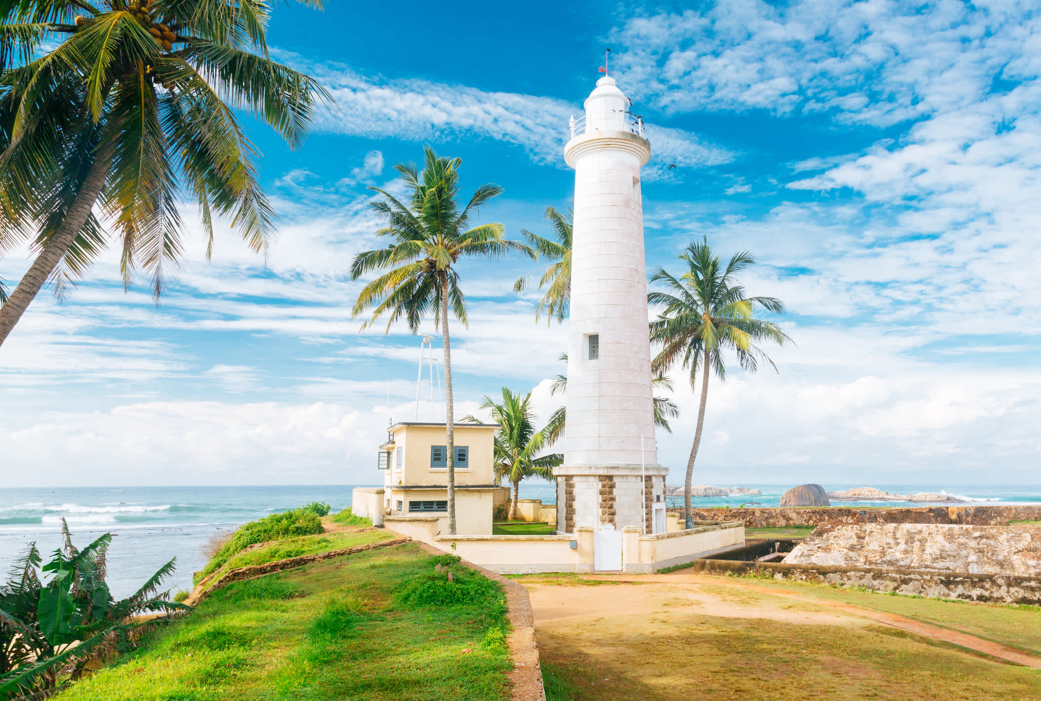 Sri Lanka, Galle, panorama du fort de Galle et d'un phare