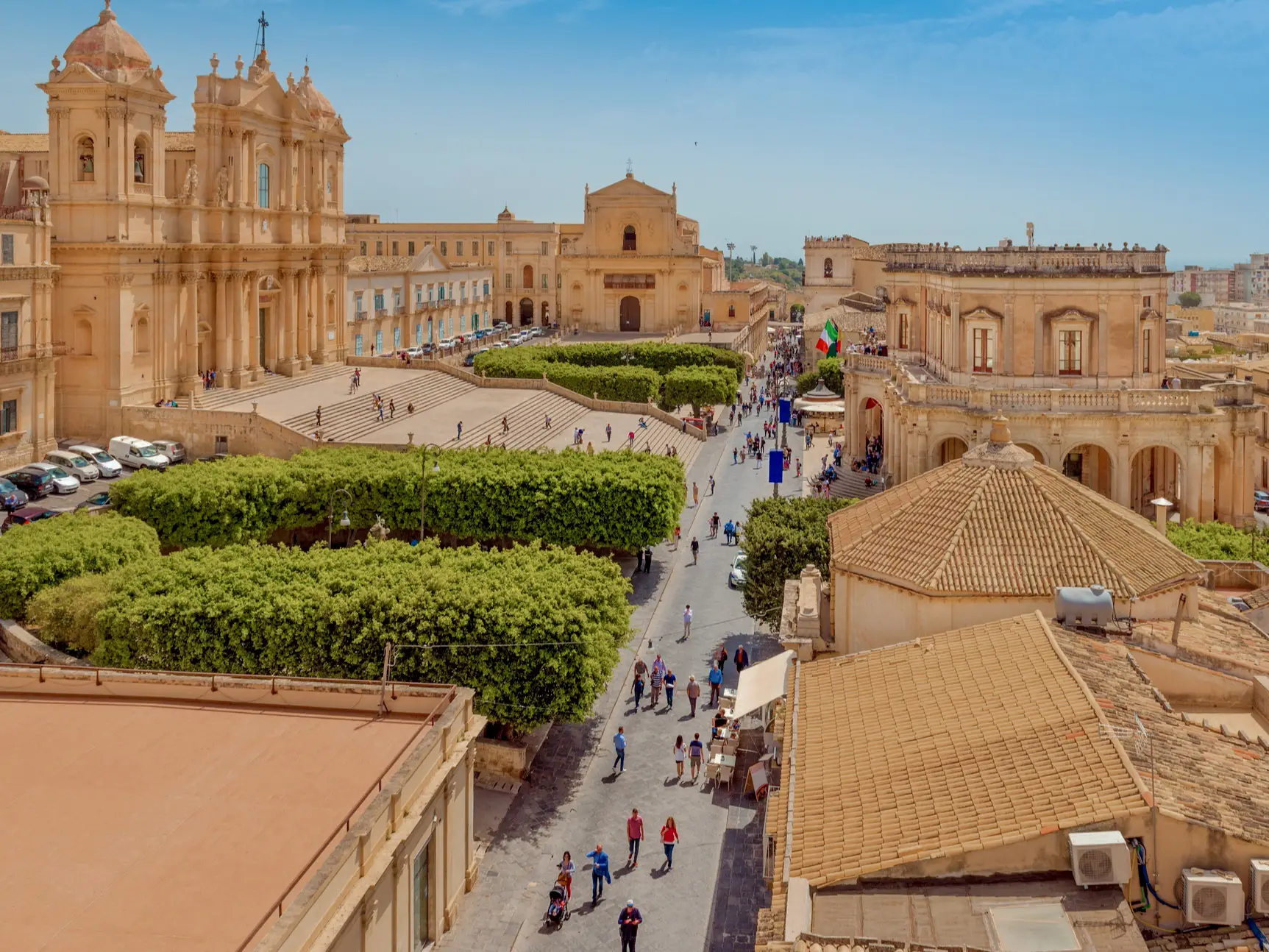 Main street in Noto with baroque buildings