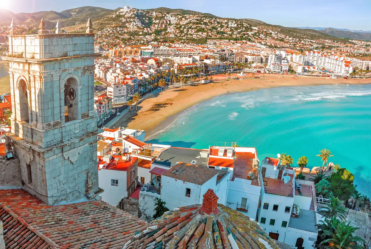 View of the sea from a height. Peñíscola, Castellón, Spain