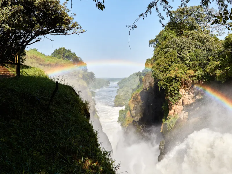 Der Wasserfall des Murchison Falls Nationalparks in Uganda.

