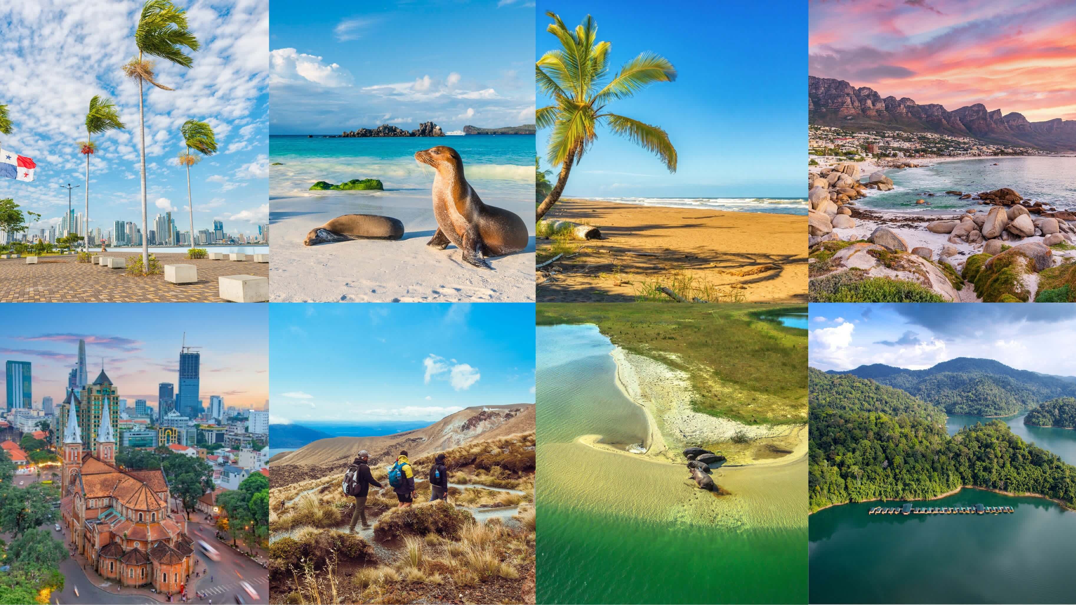 Collage de 8 destinations pour février