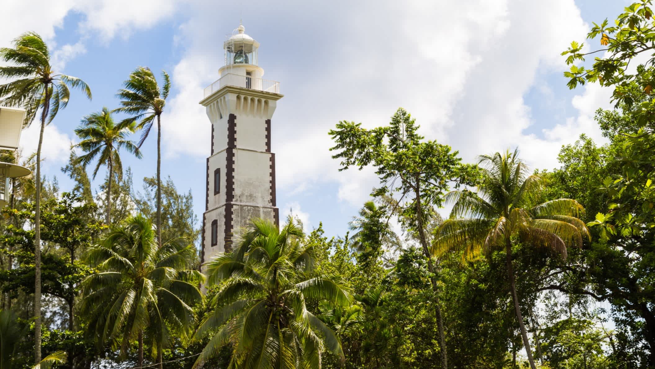 Blick auf den Point Venus Leuchtturm und Strand, Tahiti, Französisch-Polynesien.

