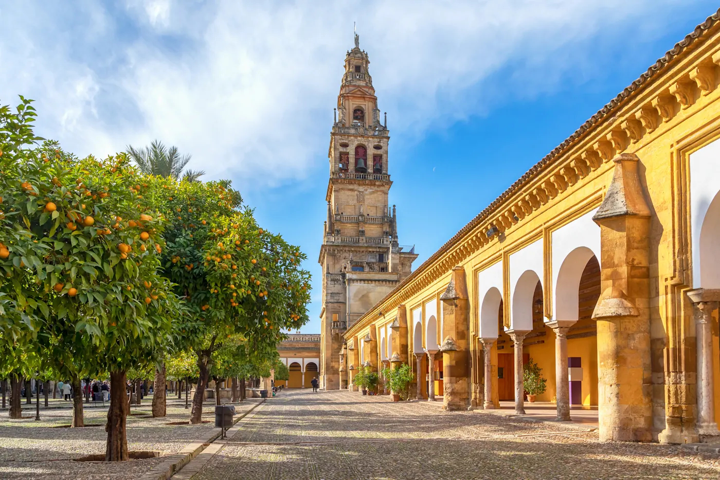 Torre Campanario, orangen, Cordoba Torre Campanario und Innenhof mit Orangenbäumen in Cordoba