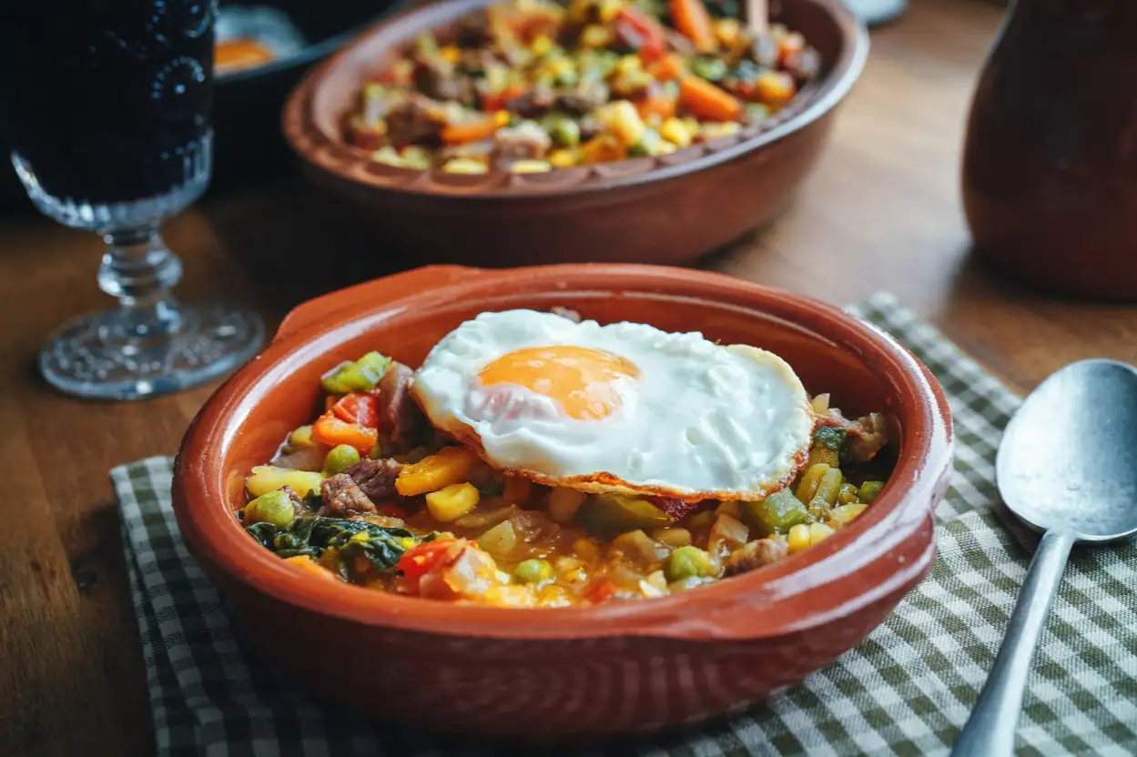 Chili, Charquicán Ragoût de bœuf charquicien chilien avec carottes, pommes de terre, courge butternut et haricots de Lima