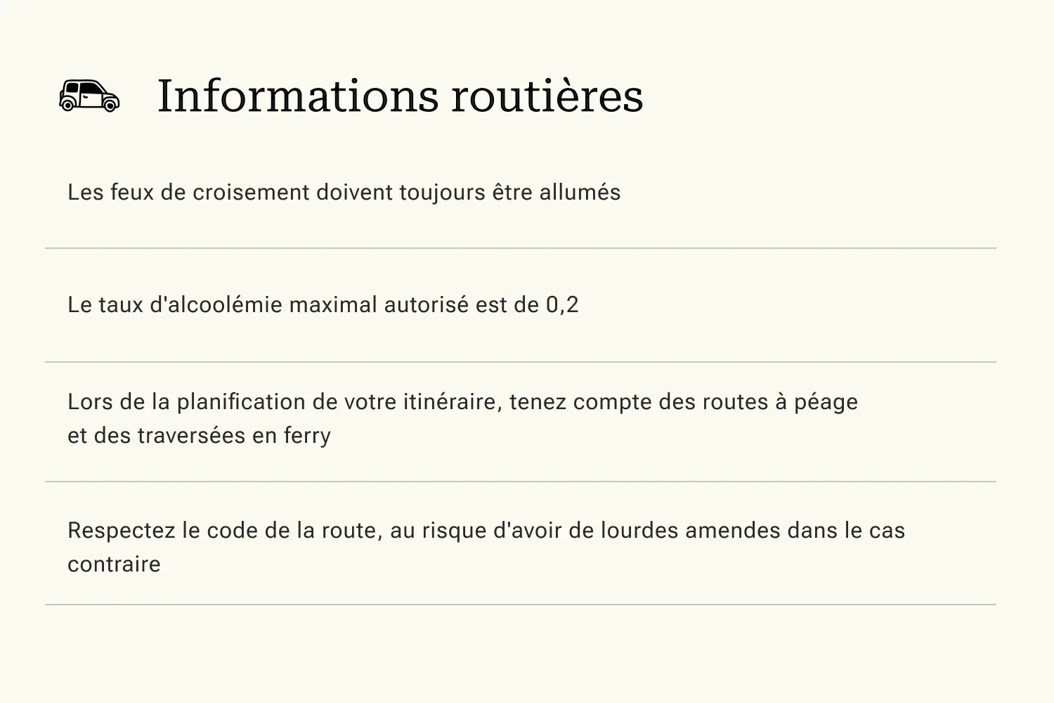 Informations routières, Norvège