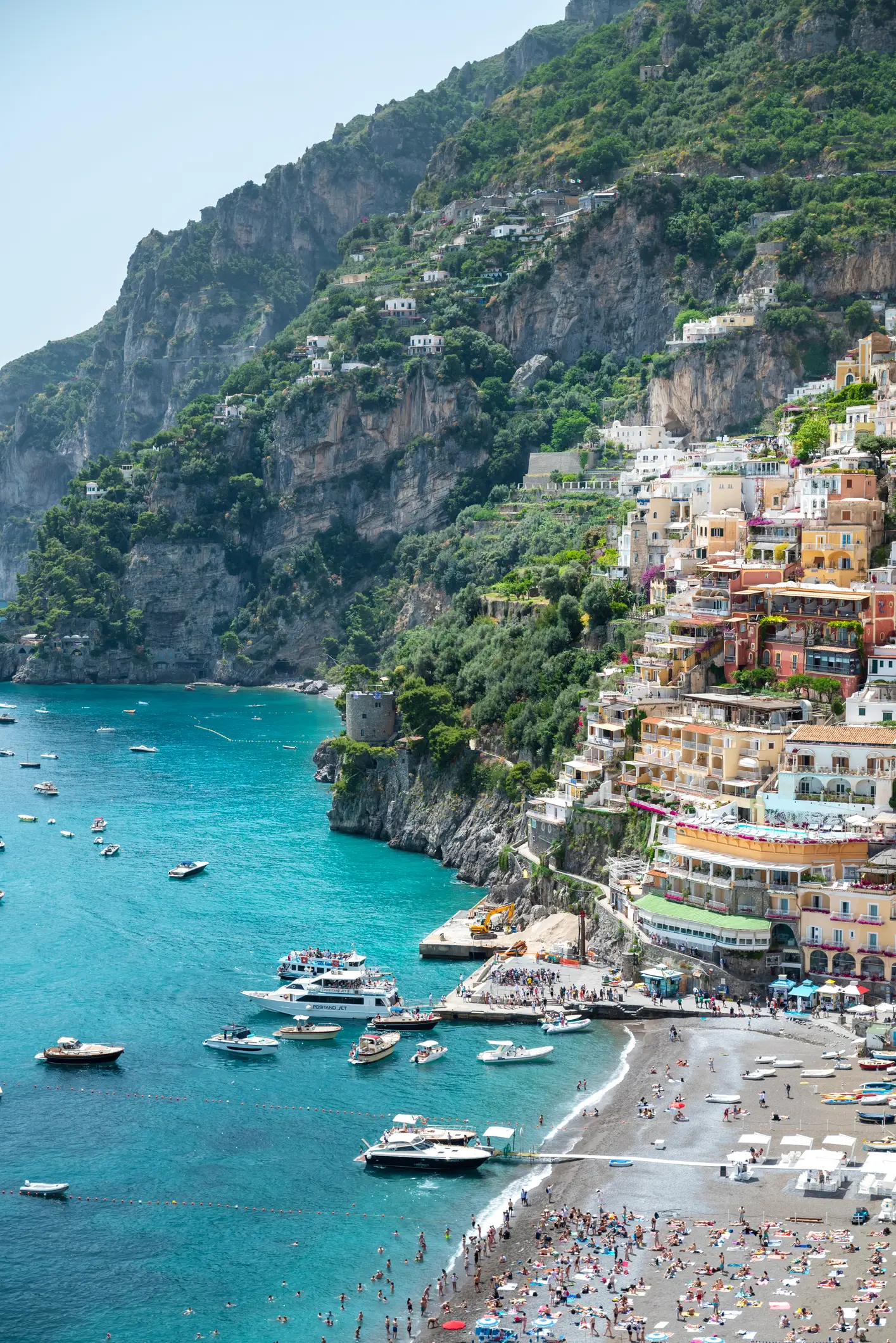 Luftaufnahme von Positano, Amalfiküste

