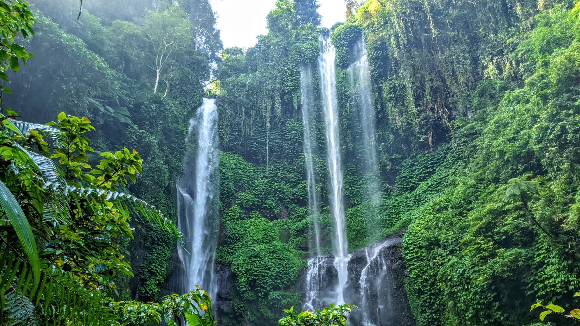 Vue sur la cascade de Sekumpul dans le nord de Bali, Indonésie