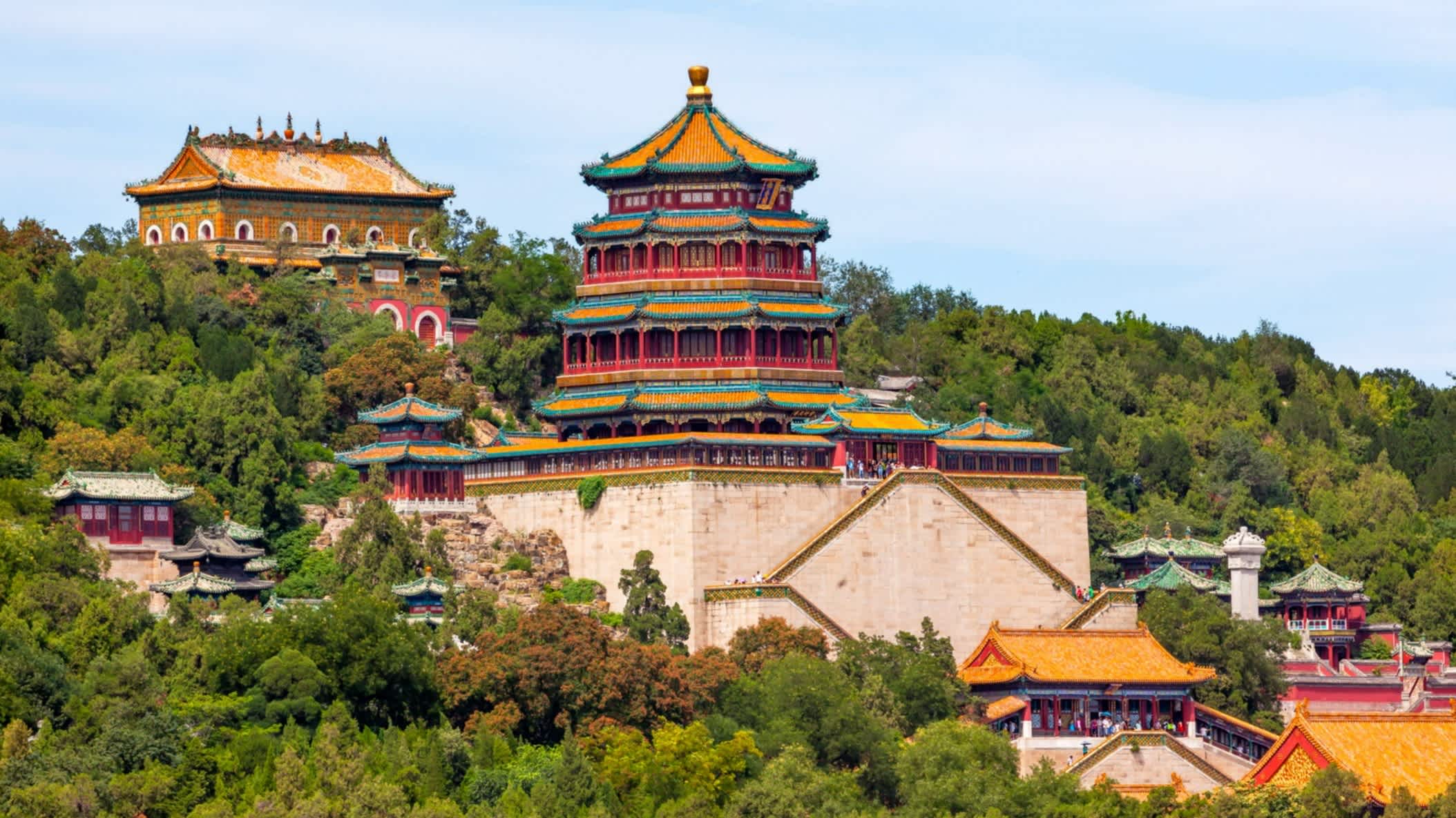 View of the colorful waterfront Summer Palace in Beijing, China