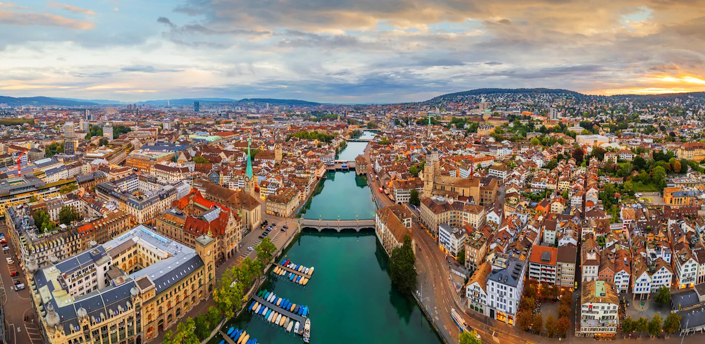 Zurich, Switzerland Old Town Skyline Over the Limmat River