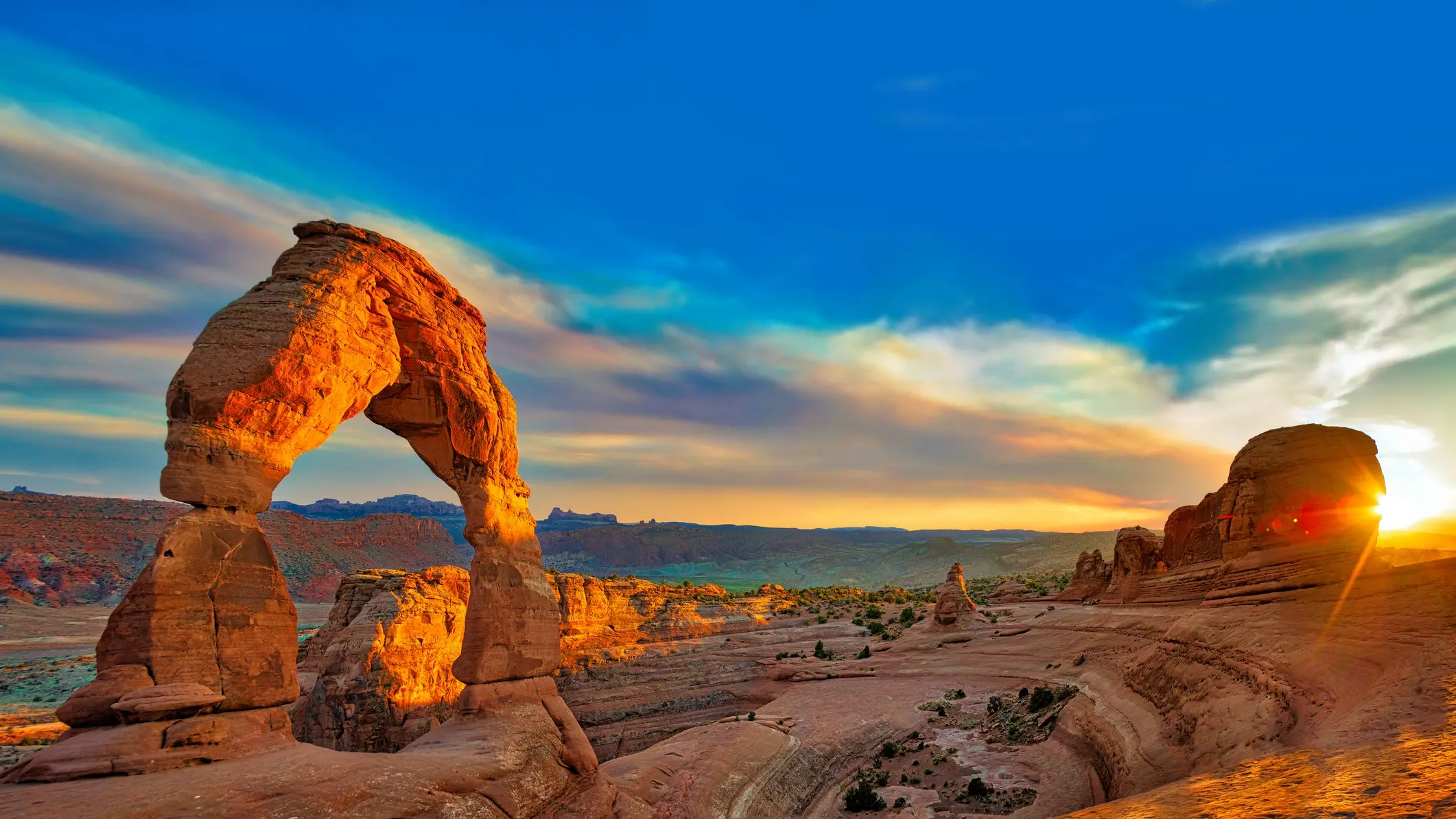 États-Unis Utah Arches National Park Coucher de soleil dans le parc national Arches, États-Unis