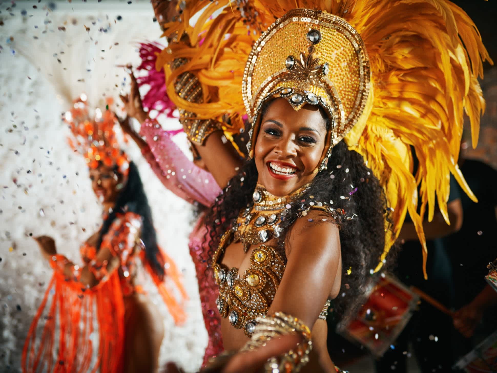 Eine Sambatänzerin auf dem Karneval in Rio de Janerio, Brasilien. 


