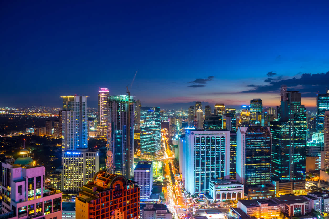 The skyline of Manila at night