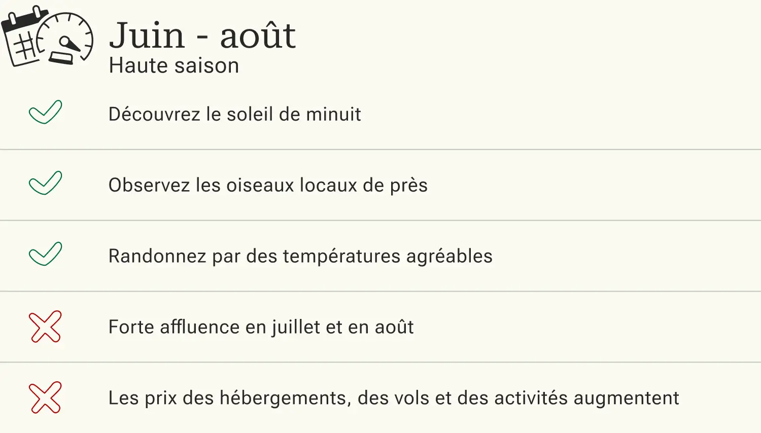 Avantages et inconvénients de voyager au Cap Nord en haute saison.