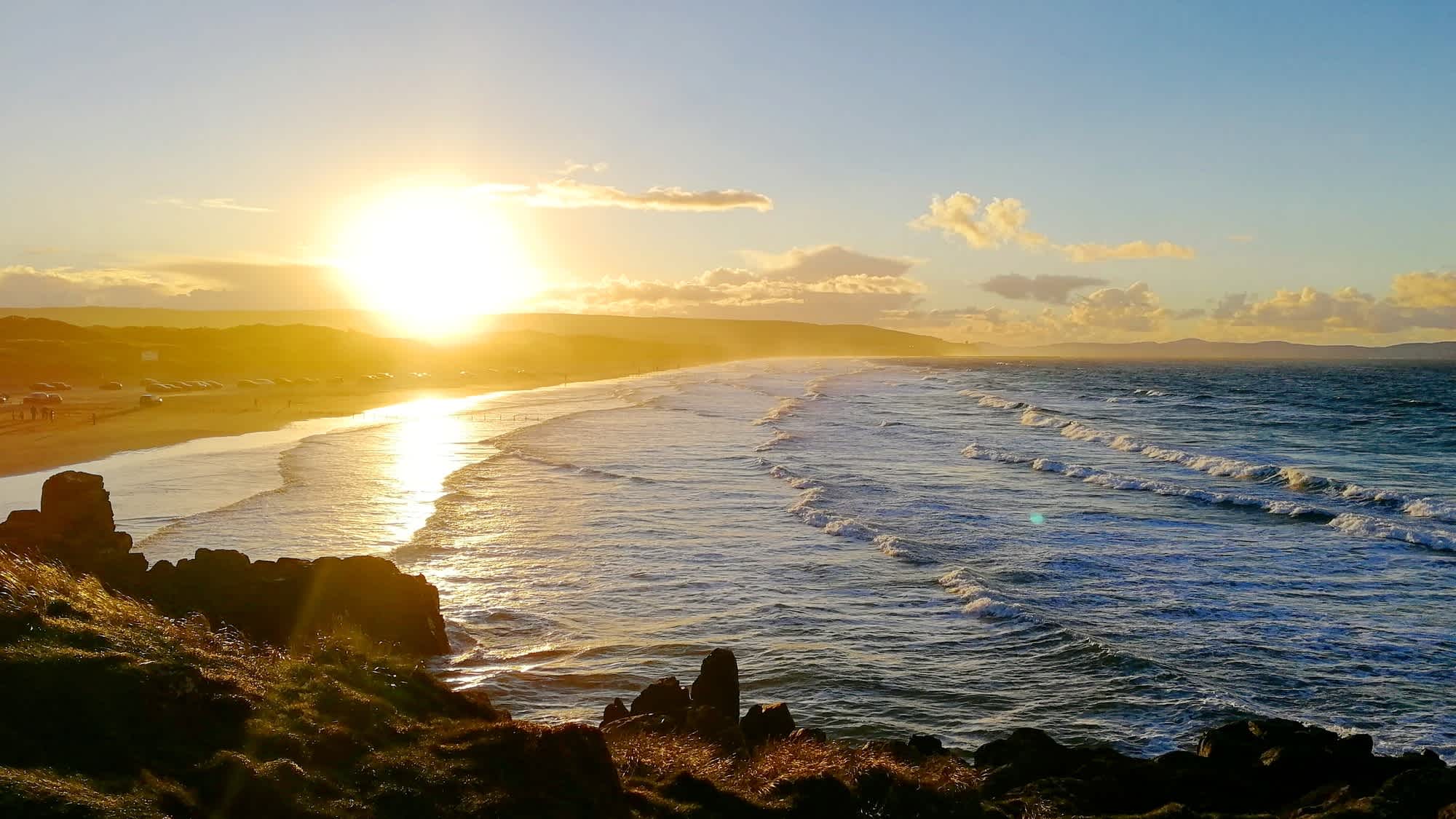 Coucher de soleil sur Portstewart, Irlande du Nord