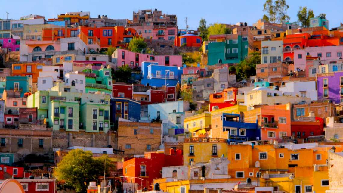 Des maisons multicolores à Guanajuato, Mexique