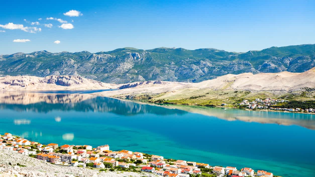 Stadt Pag auf der Insel Pag, Adriaküste, Kroatien.