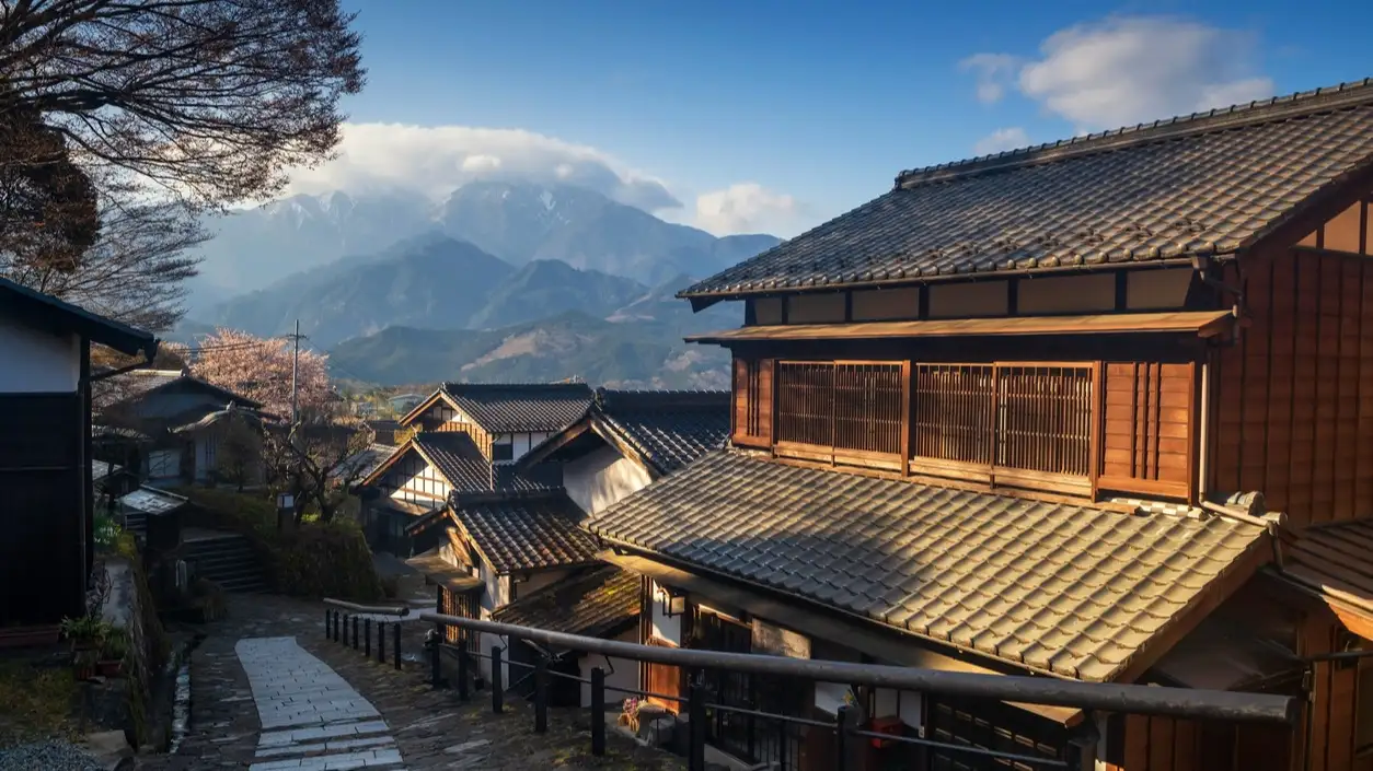 Magome-juku, ville préservée au printemps, vallée de Kiso, Japon