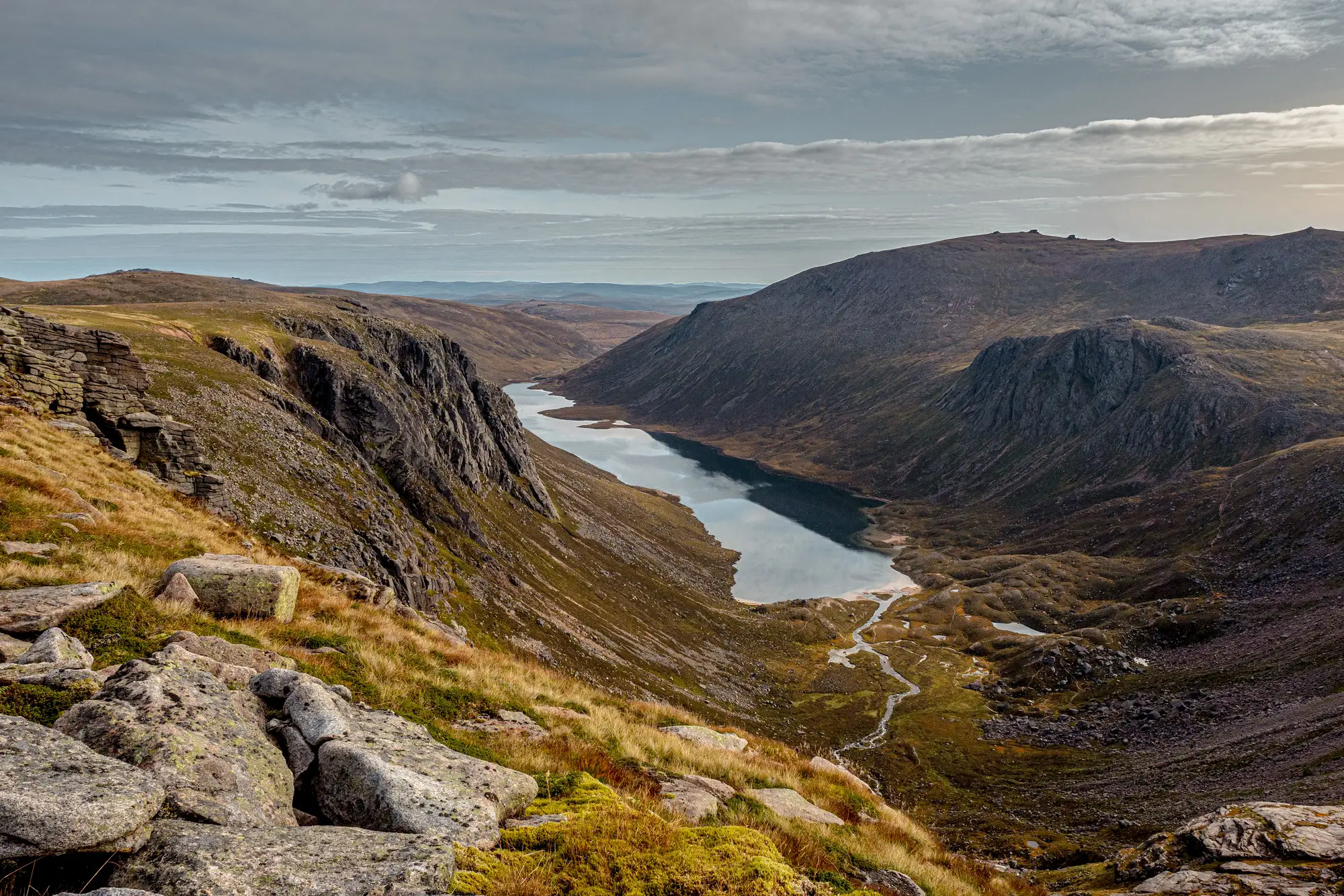 Scotland, Cairngorm National Park View over Loch A'an (Loch Avon) in the Cairngorm National Park, Scotland.