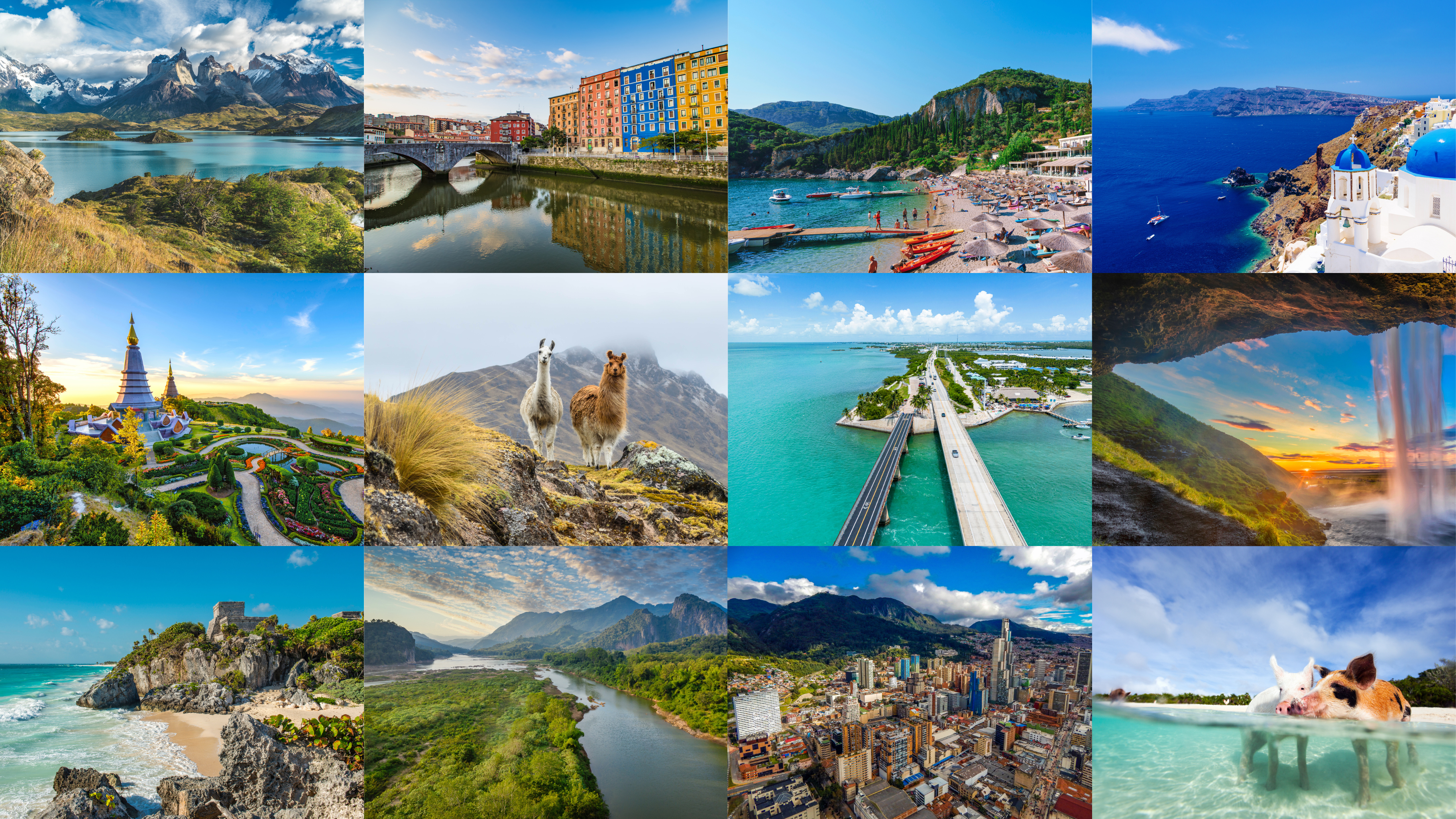 Collage de 12 destinations