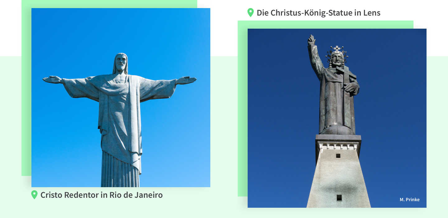 Cristo Redentor in Rio de Janairo vs. Christus-König-Statue in Lens in der Schweiz