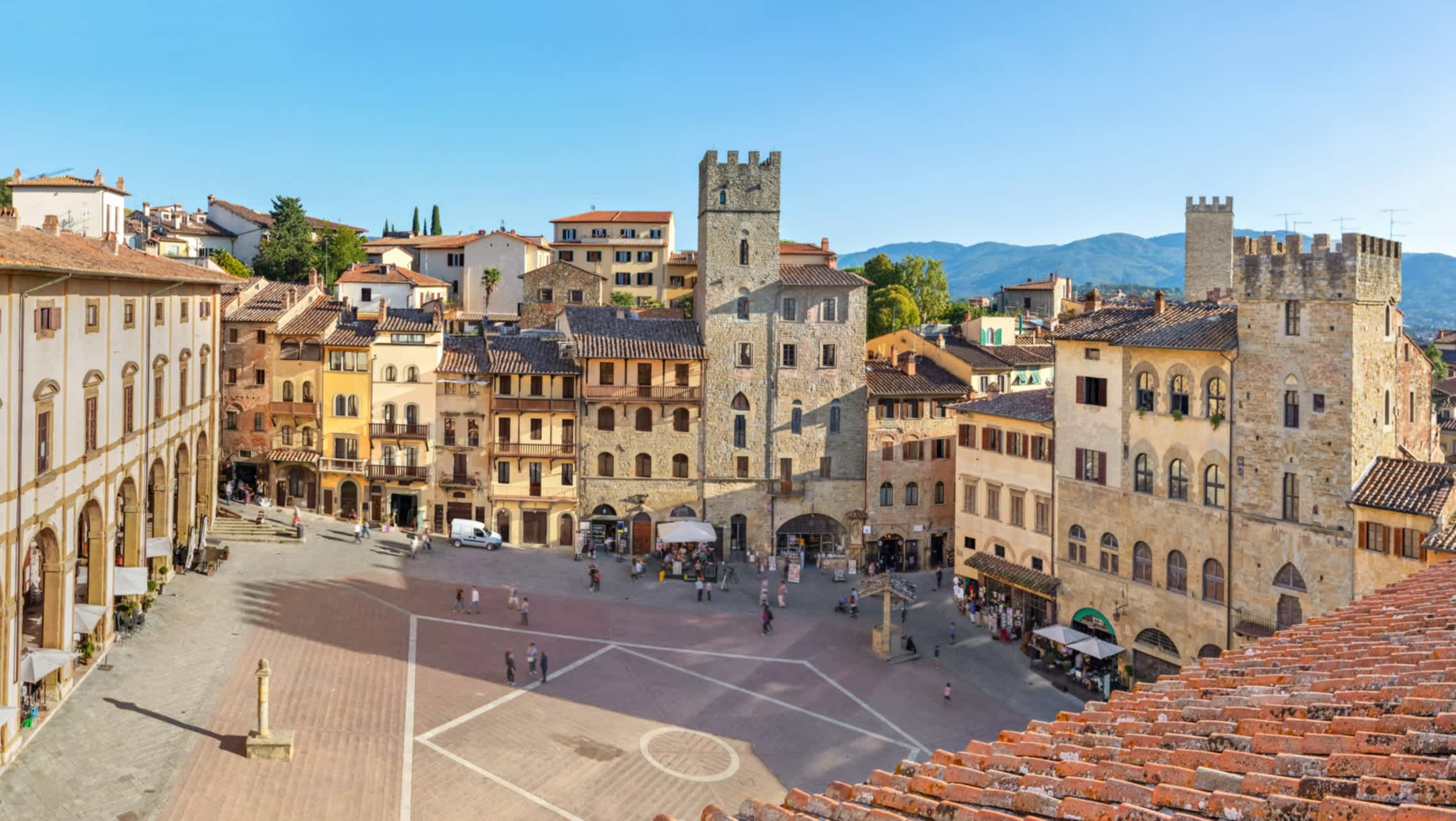 Die Piazza Grande in Arezzo, Toskana