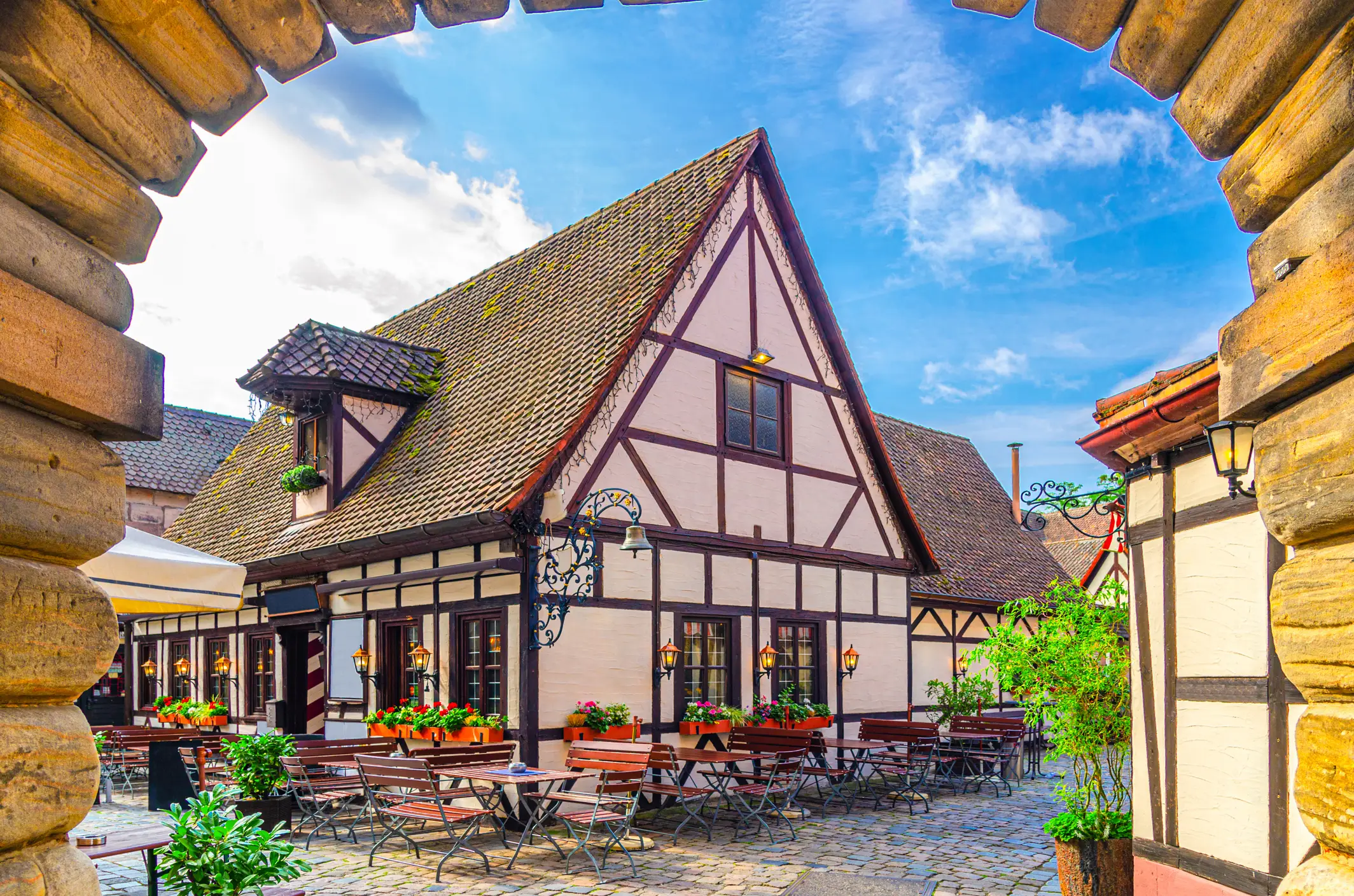Old town Nuremberg city historical center Craftsmen's Courtyard