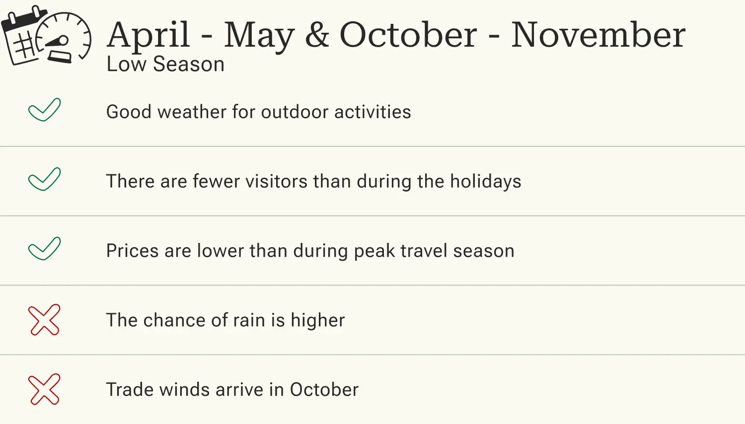 Advantages and disadvantages of traveling to Fuerteventura in the low season.