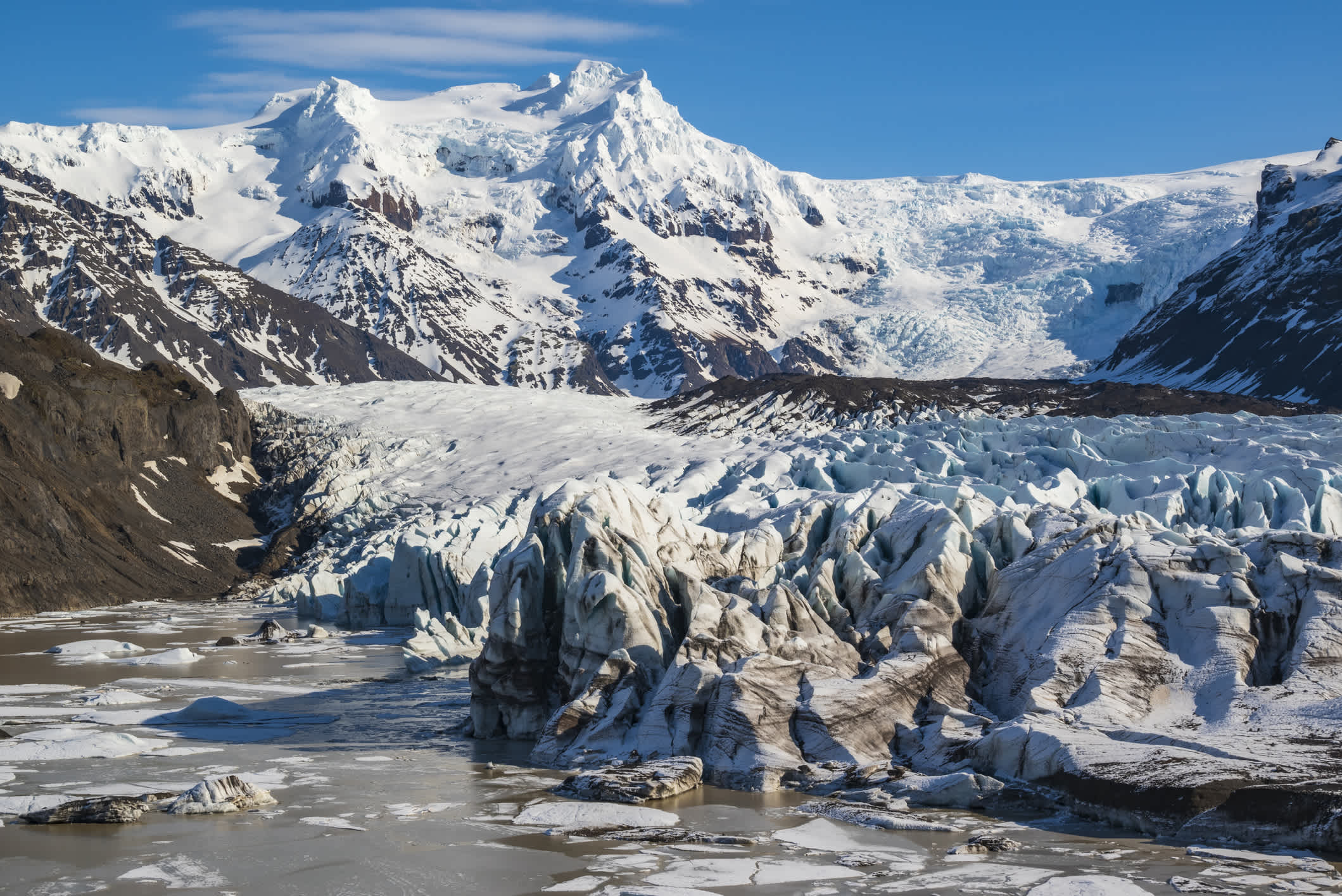 Svínafellsjökull-Gletscher und Gletscherzunge, Vatnajökull-Nationalpark, Island.