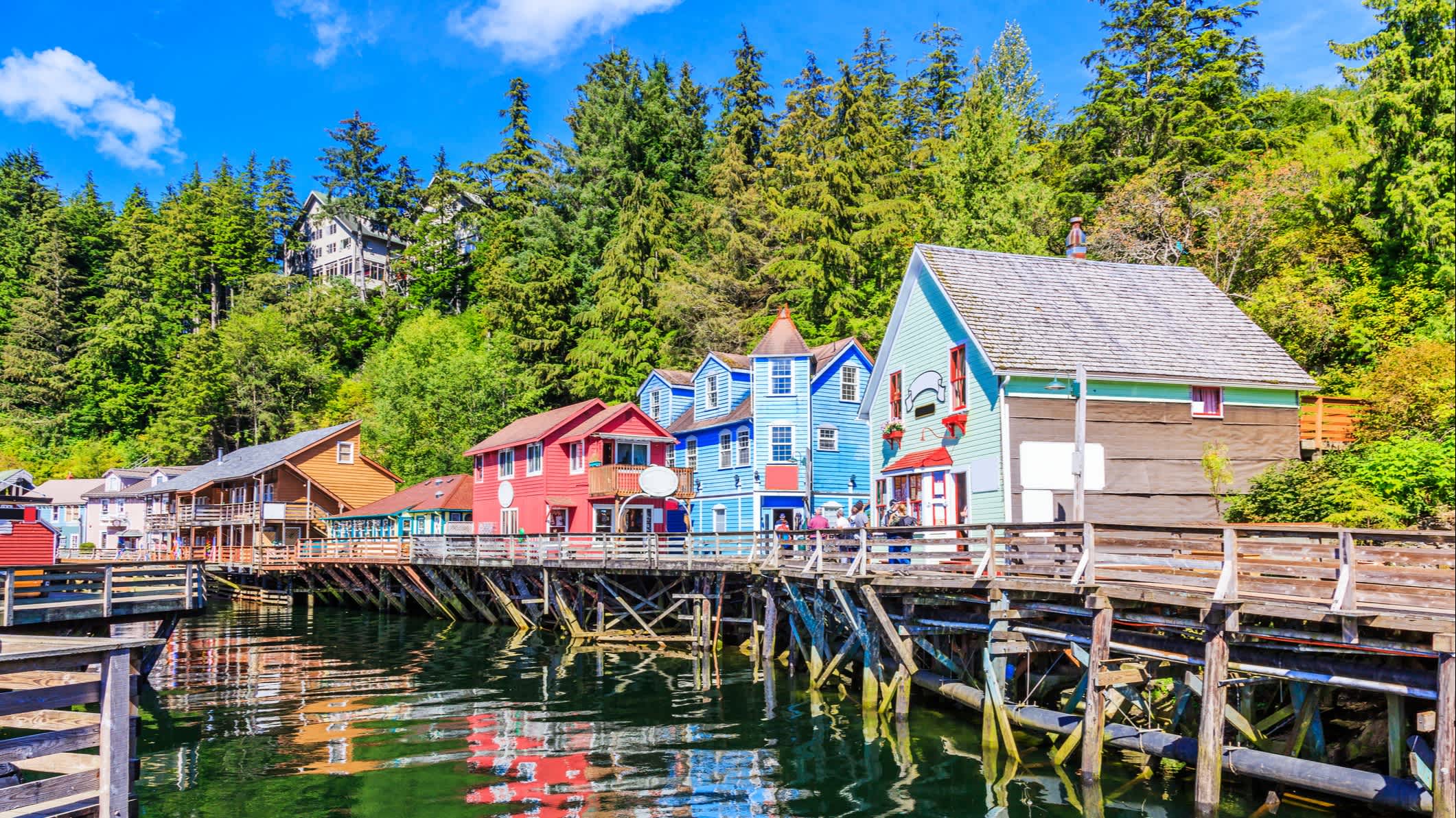 Creek Street, die historische Uferpromenade in Ketchikan, Alaska, USA