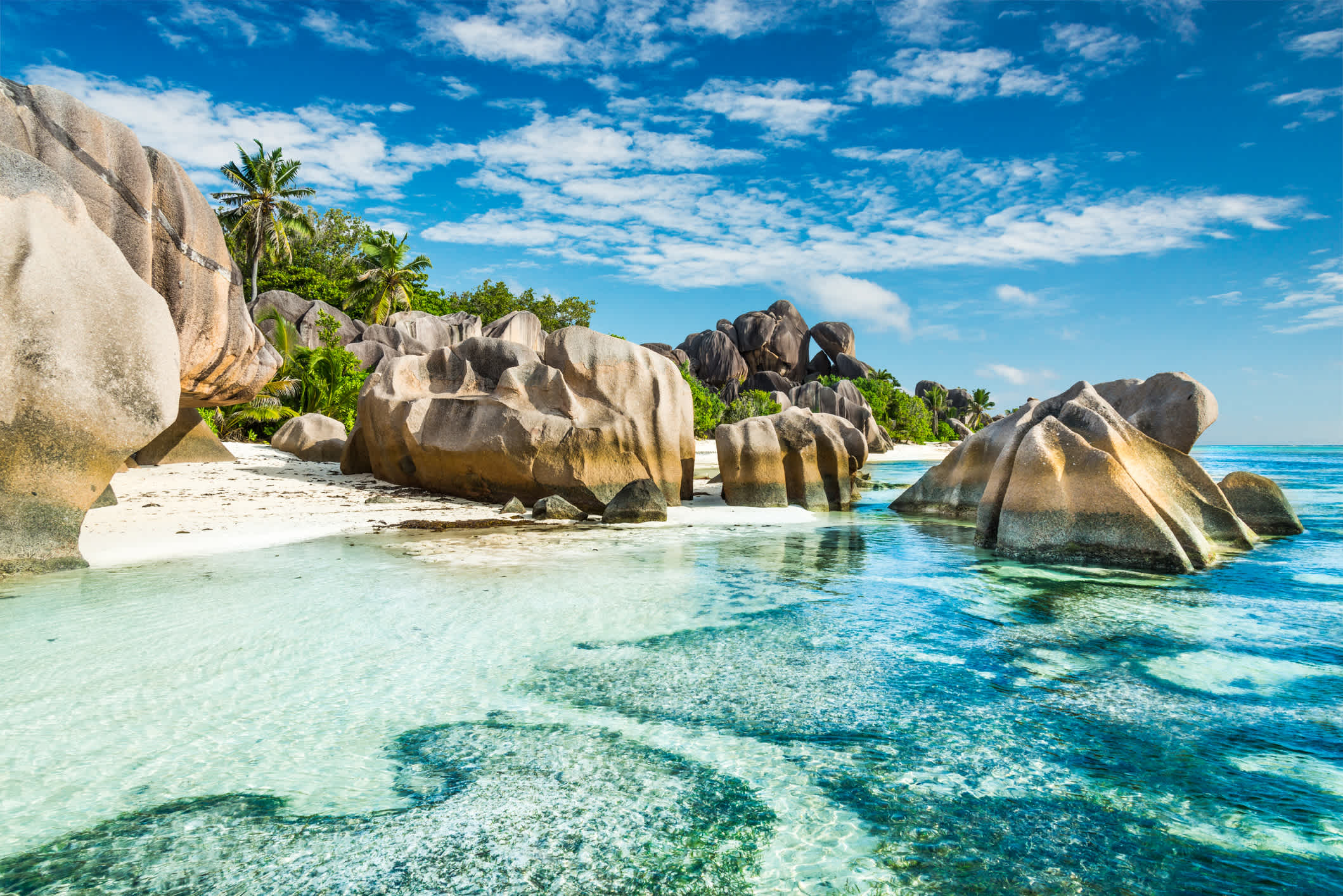 Anse Source d'Argent Strand mit Granitfelsen, La Digue, Seychelles